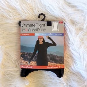Cuddl Duds NWT Climate Right Woman SMALL Black Long Sleeve Crew Plush Top